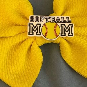 Yellow Softball Mom Hair Bow